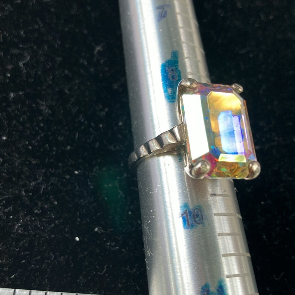 Large Glass Multi-Colored Statement On Sterling S… - image 2